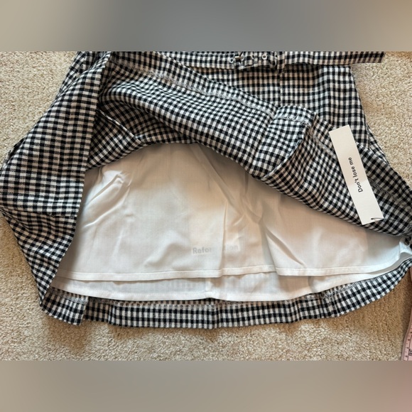 NWT Reformation Rory Linen Belt Buckle Mini Skirt Remy Check Gingham Plaid 0 - Picture 8 of 9